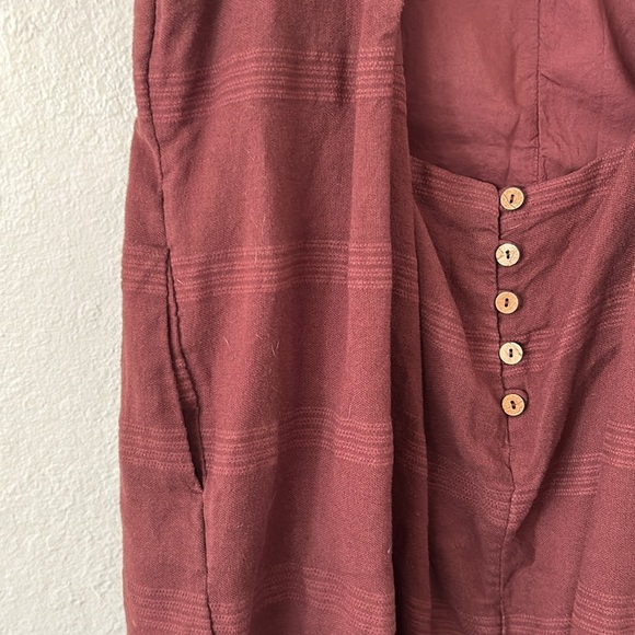 Free People Open Back Linen Blend Romper in Brown Sz XS - Picture 9 of 9